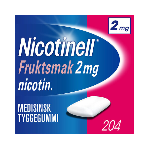 Nicotinell 2mg Tyggegummi for røykeslutt Fruktsmak 204 stk