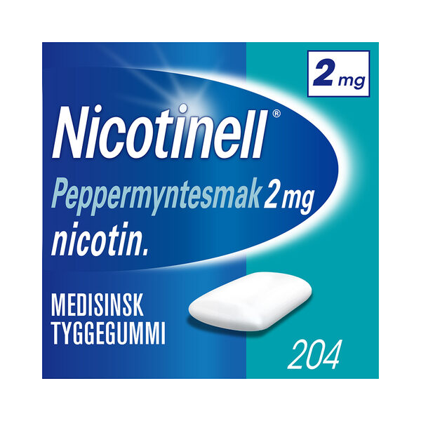 Nicotinell 2mg Tyggegummi for røykeslutt Peppermyntesmak 204 stk