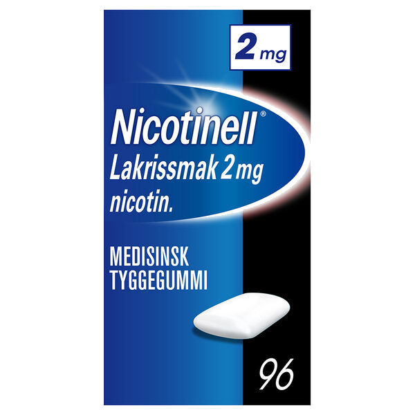 Nicotinell 2mg Tyggegummi for røykeslutt Lakris 96 stk