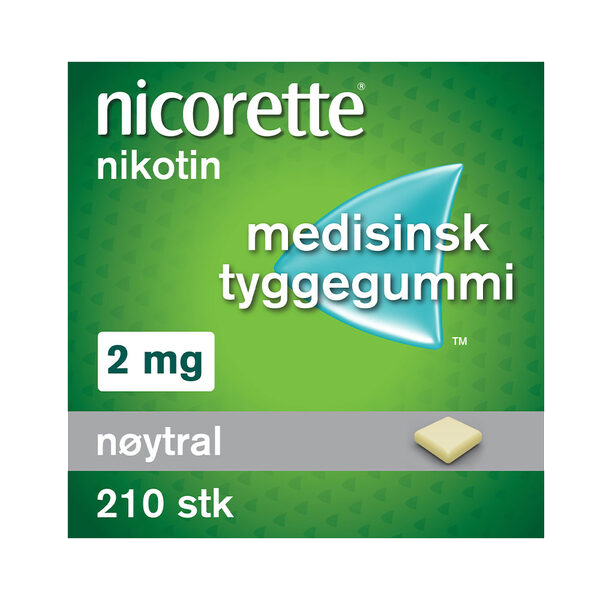 Nicorette tyggegummi med nøytral smak 2 mg 210 stk