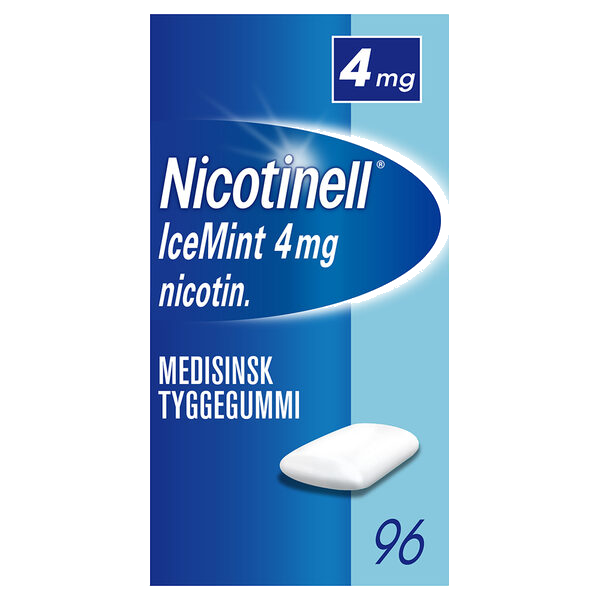 Nicotinell 4mg tyggegummi for røykeslutt Icemint 96 stk