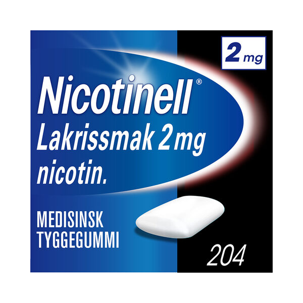 Nicotinell 2mg Tyggegummi for røykeslutt Lakris 204 stk