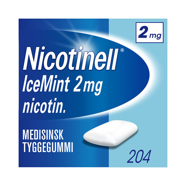 Nicotinell 2mg Tyggegummi for røykeslutt Icemint 204 stk