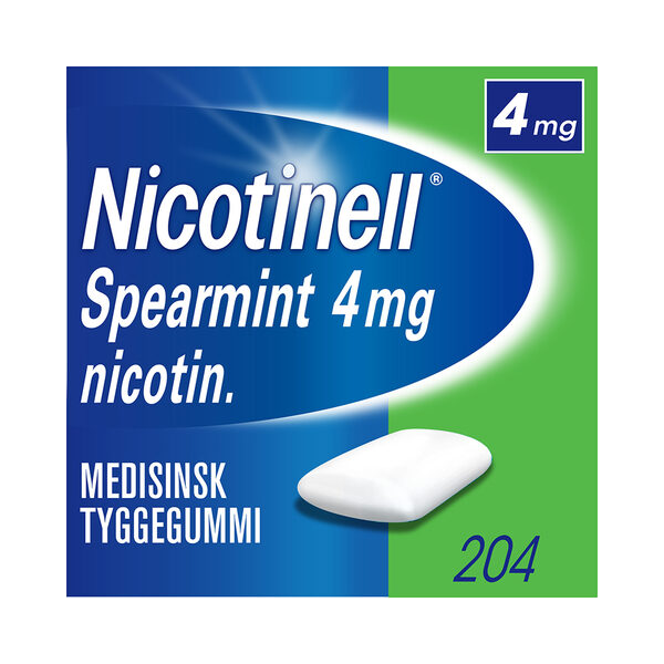 Nicotinell tyggegummi med smak av spearmint 4 mg 204 stk
