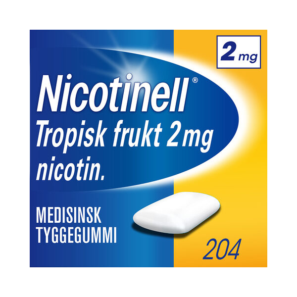Nicotinell 2mg Tyggegummi for røykeslutt Tropisk frukt 204 stk