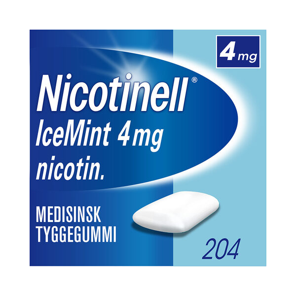 Nicotinell 4mg Tyggegummi for røykeslutt Icemint 204 stk