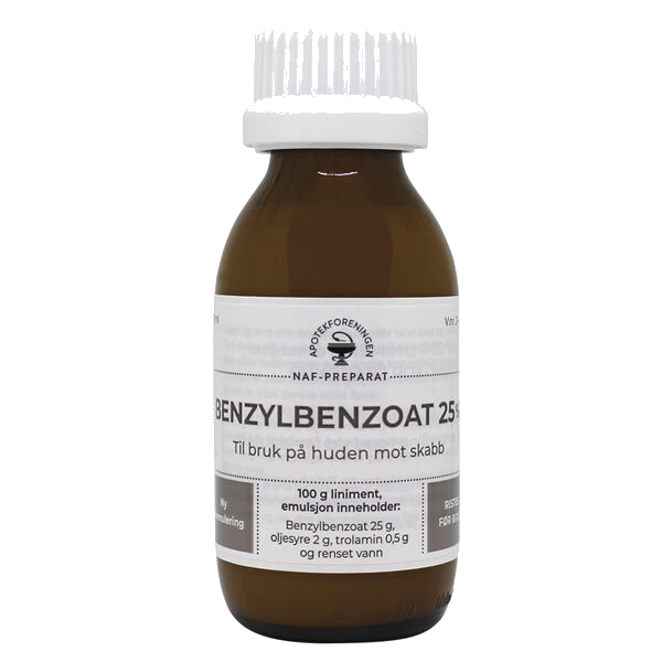 Benzylbenzoat NAF liniment, emulsjon 25% 100 ml