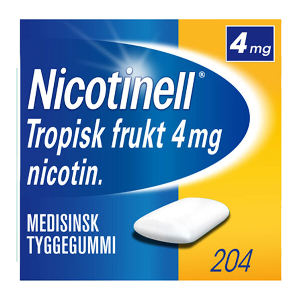 Nicotinell 4mg Tyggegummi for røykeslutt Tropisk frukt 204 stk