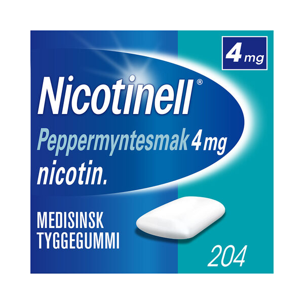 Nicotinell 4mg Tyggegummi for røykeslutt Peppermyntesmak 204 stk