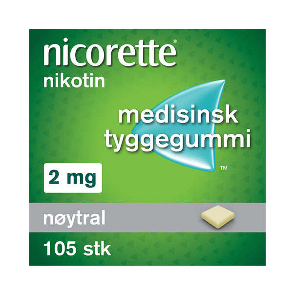 Nicorette tyggegummi nøytral 2 mg 105 stk