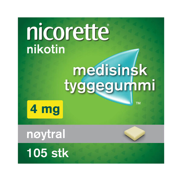 Nicorette tyggegummi nøytral 4 mg 105 stk
