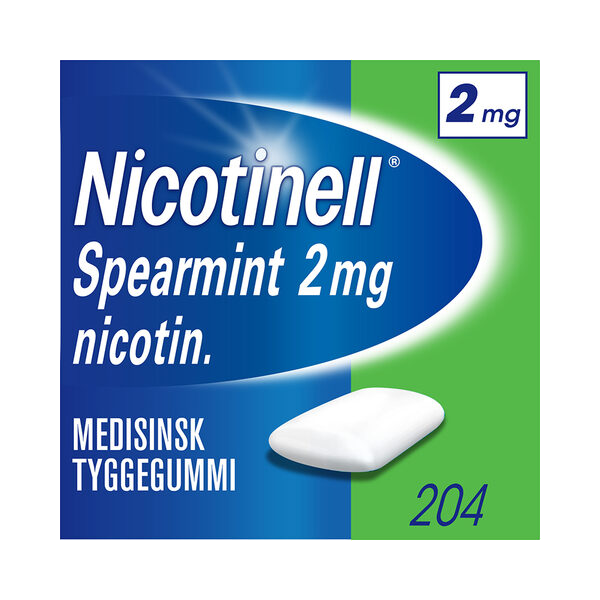 Nicotinell 2mg Tyggegummi for røykeslutt Spearmint 204 stk