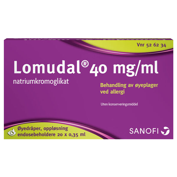 Lomudal øyedråper 40 mg/ ml 20 x 0,35 ml
