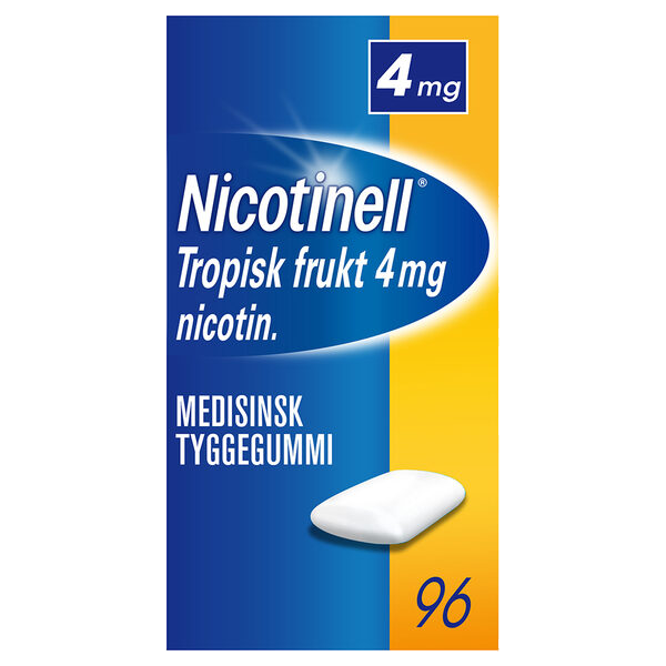 Nicotinell 4mg tyggegummi for røykeslutt Tropisk frukt 96 stk
