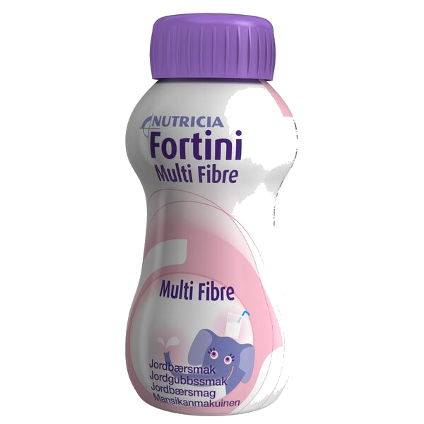 Fortini Multi Fibre Næringsdrikk Jordbær 4X200 ml