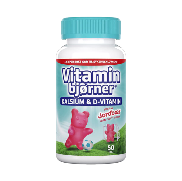 Vitaminbjørner Kalsium + D-vitamin med jordbærsmak 50 stk