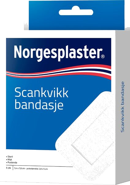 NP Scankvikk Bandasje sterile, hvit, 5,4x7,6cm
