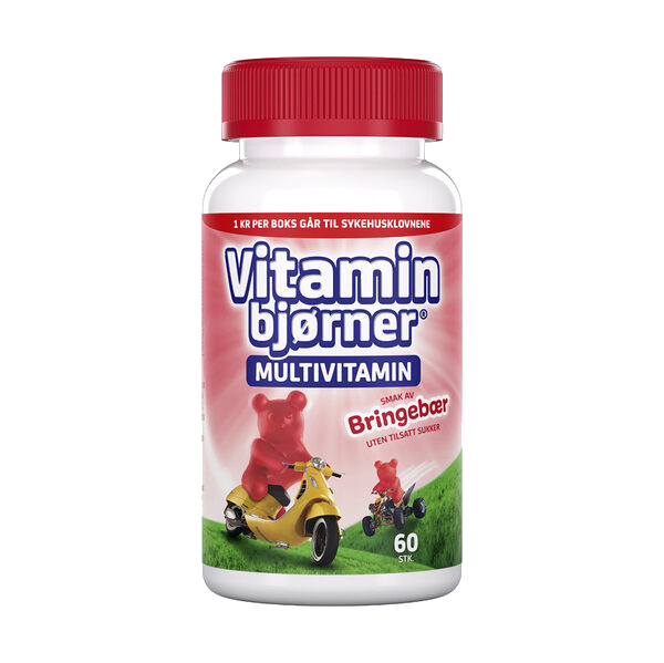 Vitaminbjørner med bringebærsmak 60 stk